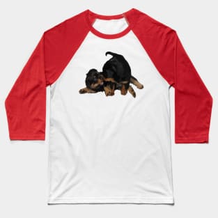 Rottweiler Puppies Playing Vector Isolated Baseball T-Shirt